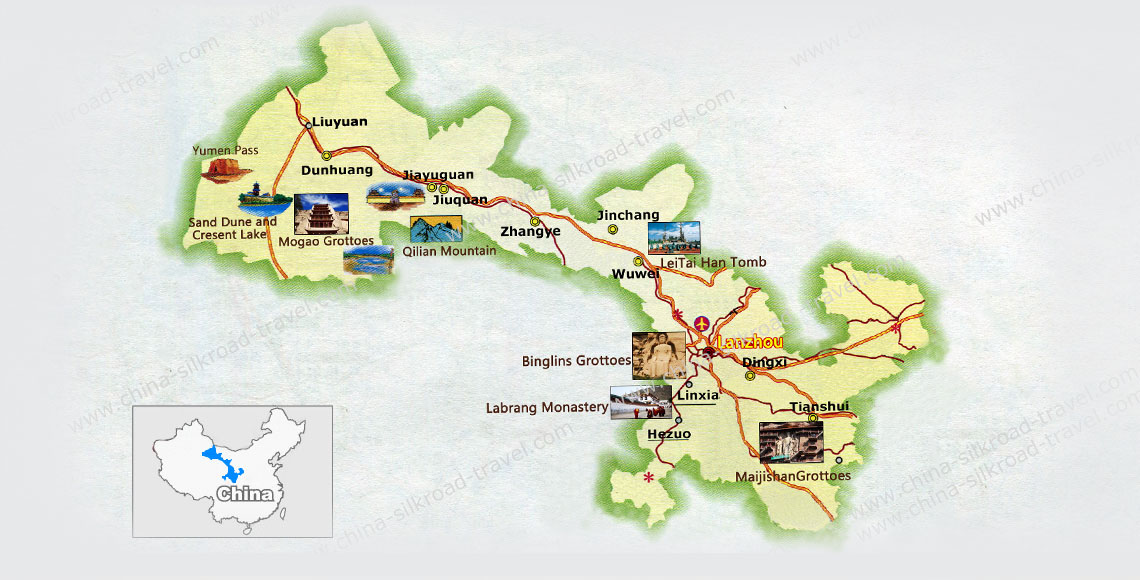 Gansu Tour Map